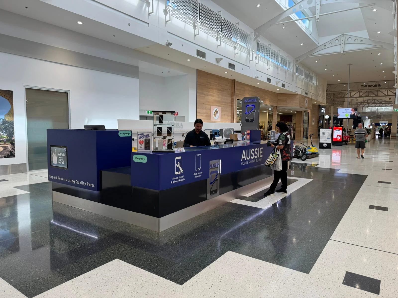 Aussie Mobile Phone Repairs kiosk at Capalaba Central Shopping Centre